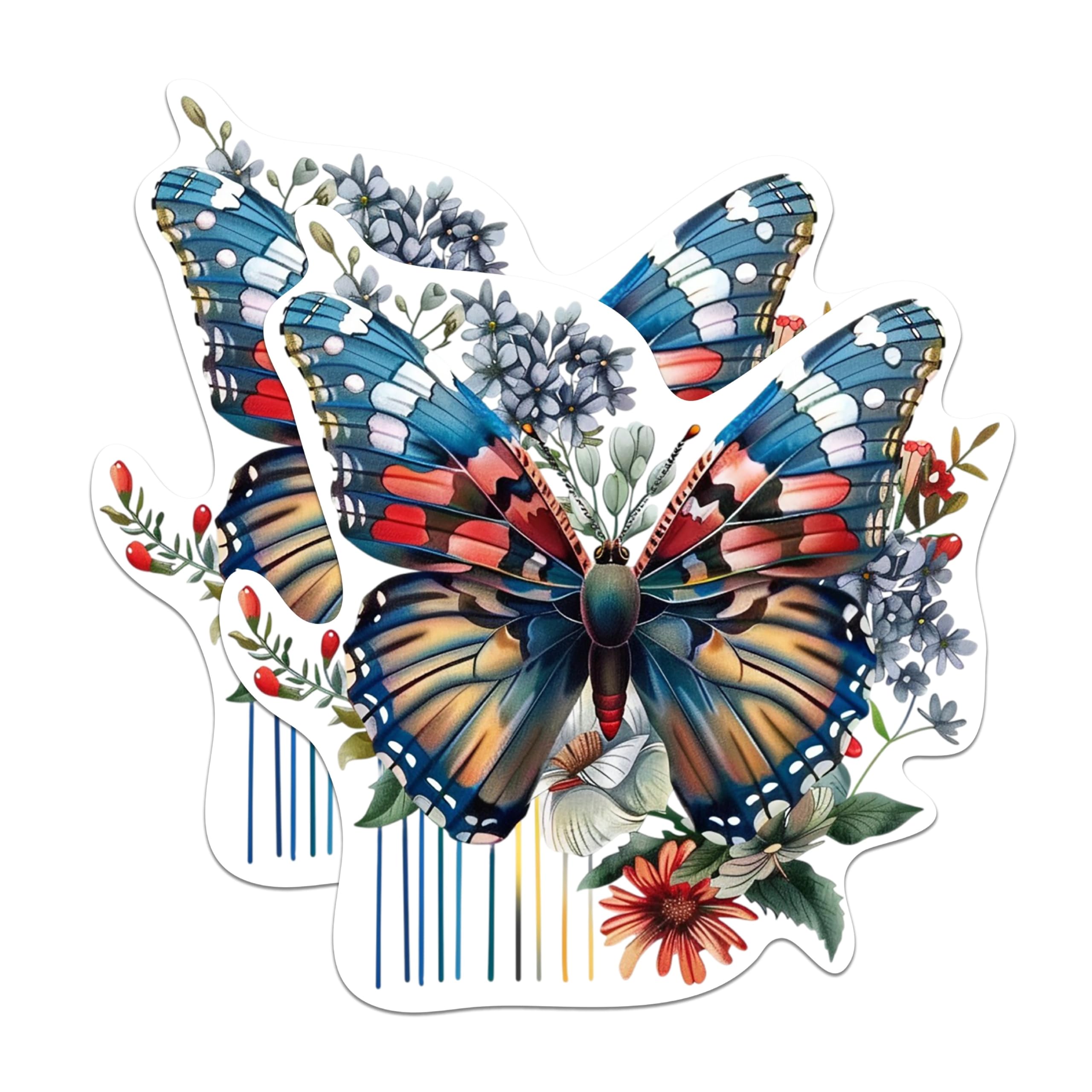 (2 Pack) Butterfly with Flowers Butterfly Nature Lover Magnets - 5 Inches On Longest Side - Premium Magnet - for Cars, Refrigerators, Toolboxes - Made in USA - MAG2003