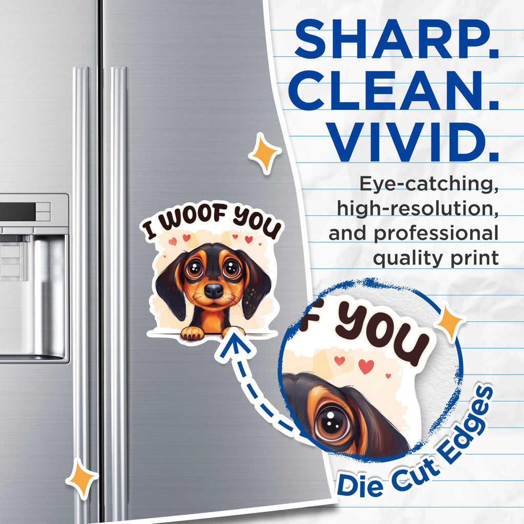 (2 Packs) I Woof You Dachshund Magnets - Dachshund Dog Breed Weiner Dog Magnets - 5 Inches On Longest Side - Premium Magnet - for Fridges, Toolboxes, Cars - Made in USA - MAG2349