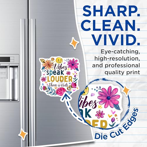 (2 Pack) Vibes Speak Louder Than Words Magnets - Inspirational Quotes - Floral Pattern - 5" On Longest Side - for Cars, Fridges, Toolboxes - Made in USA - MAG4330