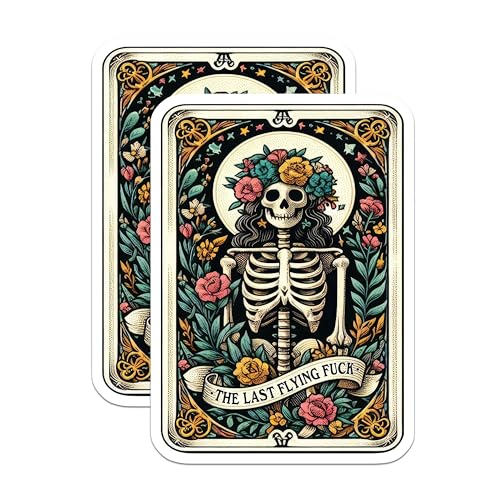 (2 Pack) Last Flying F Stickers - Skeleton Art Stickers - Floral Skeleton Decal - 5" On Longest Side - Sticks to Smooth Flat Surfaces - Made in USA - BMCS5445