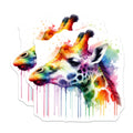 (2 Pack) Watercolor Giraffe Magnets - Rainbow Animal Art - Vibrant Fridge Decor - Whimsical Home Accents - 5 Inches On Longest Side - Thick Durable Magnet - Made in USA - MAG39172