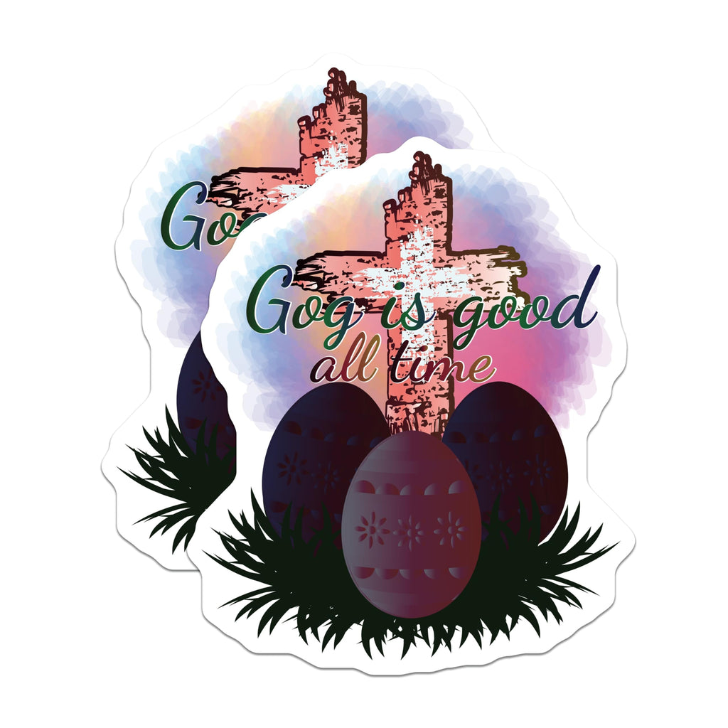 (2 Pack) Christian Easter Magnets - Religious Cross Design Inspirational Home Decor - God is Good All Time Faith Scripture - 5 Inches On Longest Side - Thick Durable Magnet - Made in USA - MAG20097