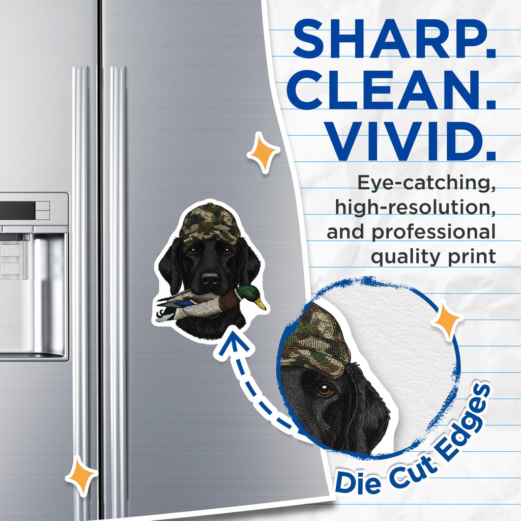 (2 Pack) Labrador Hunting Duck Magnets - Dog with Hat - Hunter Retriever Decor - 5" On Longest Side - Premium Magnet - for Cars, Refrigerators, Toolboxes, Lockers - Made in USA - MAG16512