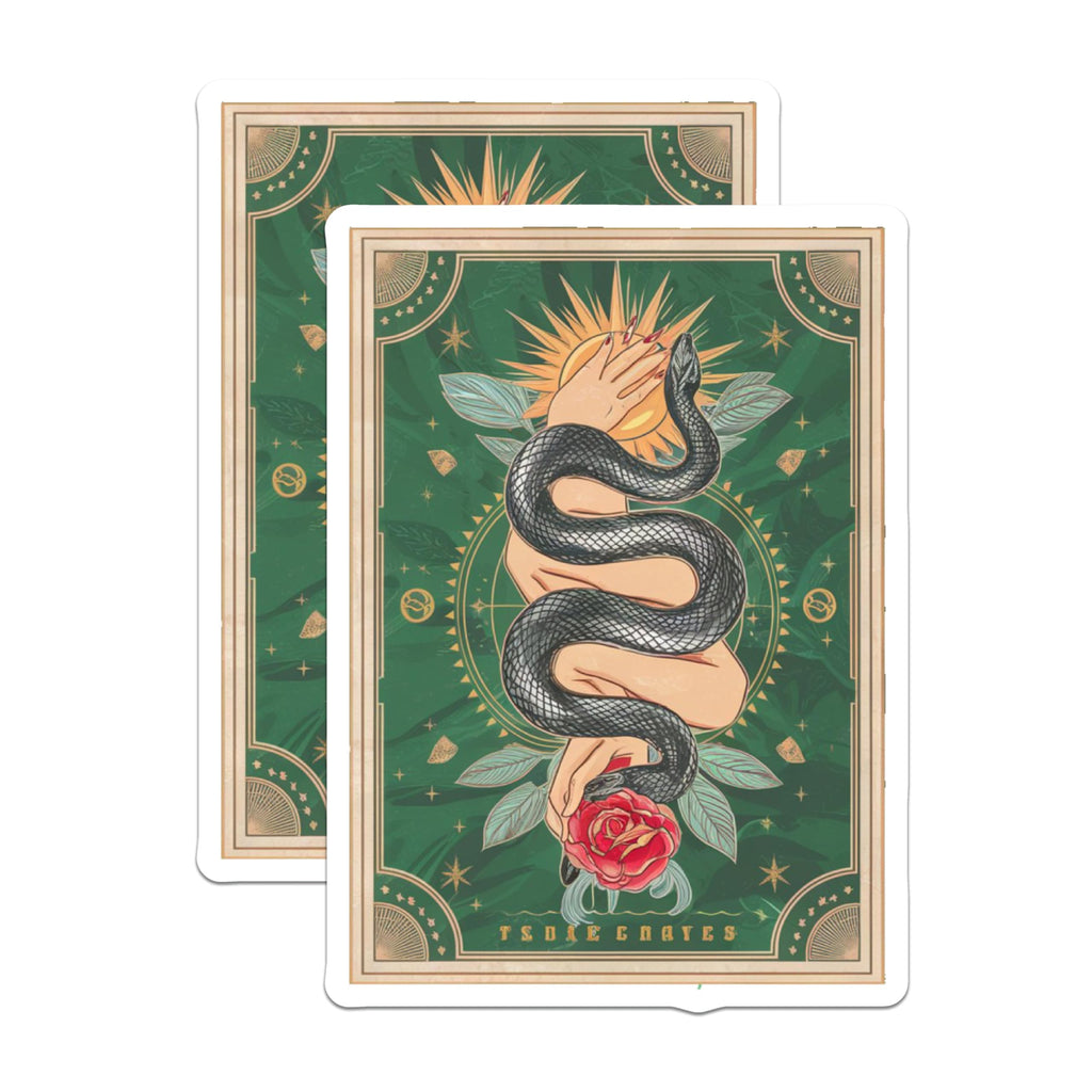 (2 Pack) Snake and Hands Magnets - Mystical Serpent Sun Rose Artwork - Spiritual Witchy Home Decor - Celestial Fridge Accents - 5 Inches On Longest Side - Thick Durable Magnet - Made in USA - MAG22365
