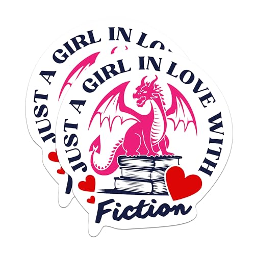 (2 Packs) Just A Girl in Love with Fiction Magnets - Book Reader Love to Read Magnets - 5 Inches On Longest Side - Premium Magnet - for Fridges, Toolboxes, Cars - Made in USA - MAG2300