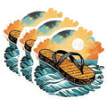(3 Pack) Flip Flop Decals - Beach Theme - Summer Vibes - 3 Inches On Longest Side - Easy Peel & Apply - Made in USA - 3MCS8073