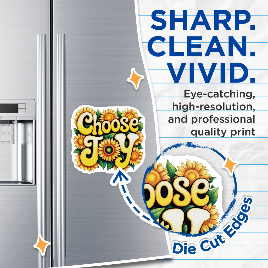 (2 Pack) Choose Joy Sunflower Magnets - Positive Quote Boho Fridge Decor - Retro Hippie Inspirational Locker Magnets - 5 Inches On Longest Side - Thick Durable Magnet - Made in USA - MAG39218