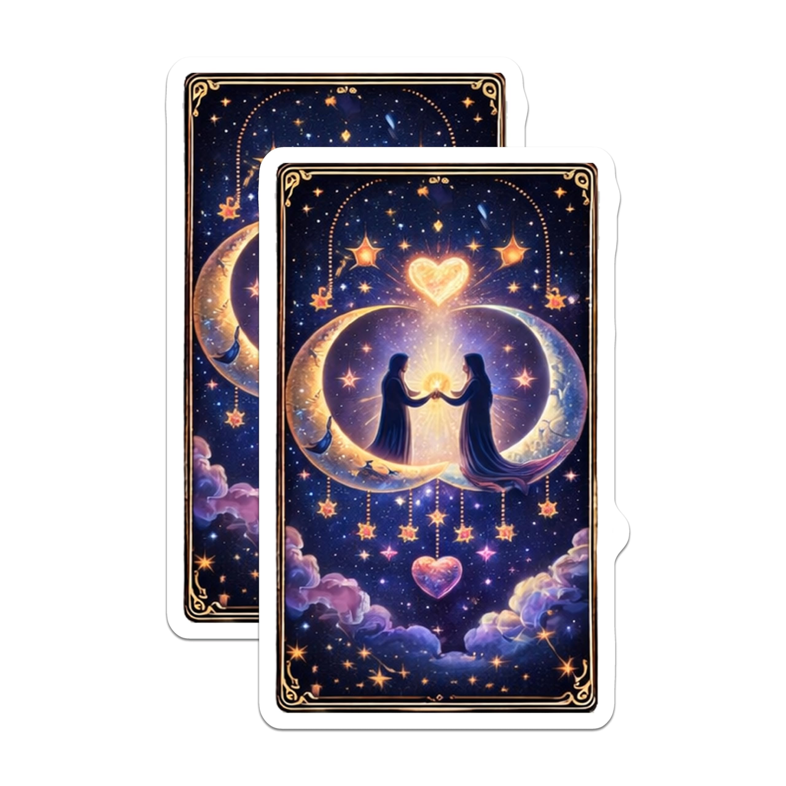 (2 Pack) Celestial Lovers Magnets - Romantic Space Art - Twin Flame Decor - 5" On Longest Side - Premium Magnet - for Cars, Refrigerators, Toolboxes, Lockers - Made in USA - MAG14700
