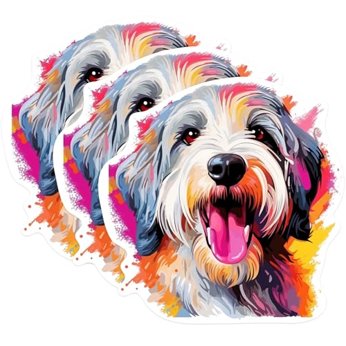 (3 Pack) Bearded Collie Decals - Laptop Sticker - Dog Breed Lover - 3 Inches On Longest Side - Easy Peel & Apply - Made in USA - 3MCS0782