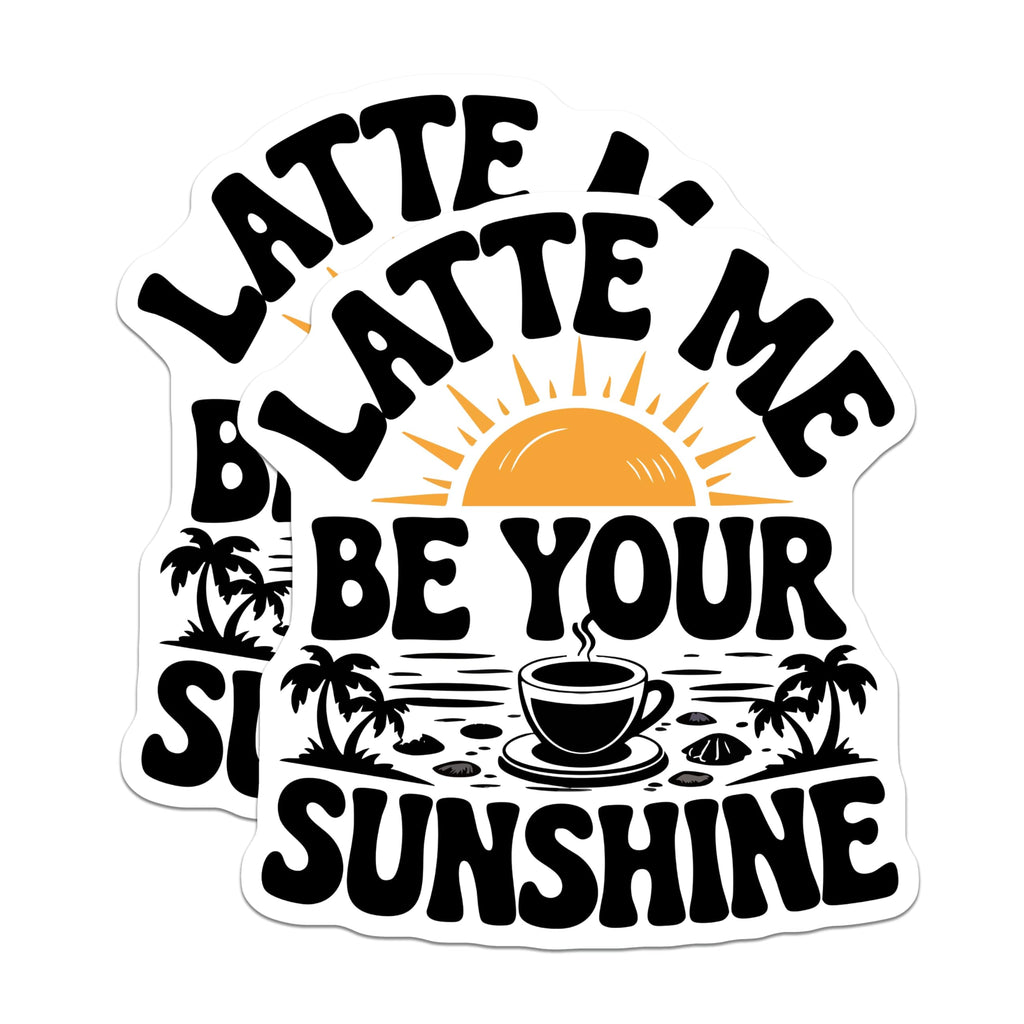 (2 Pack) Latte Sunshine Magnets - Coffee Lover Decor - Tropical Beach Vibes Art - 5 Inches On Longest Side - Thick Durable Magnet - Made in USA - MAG20388