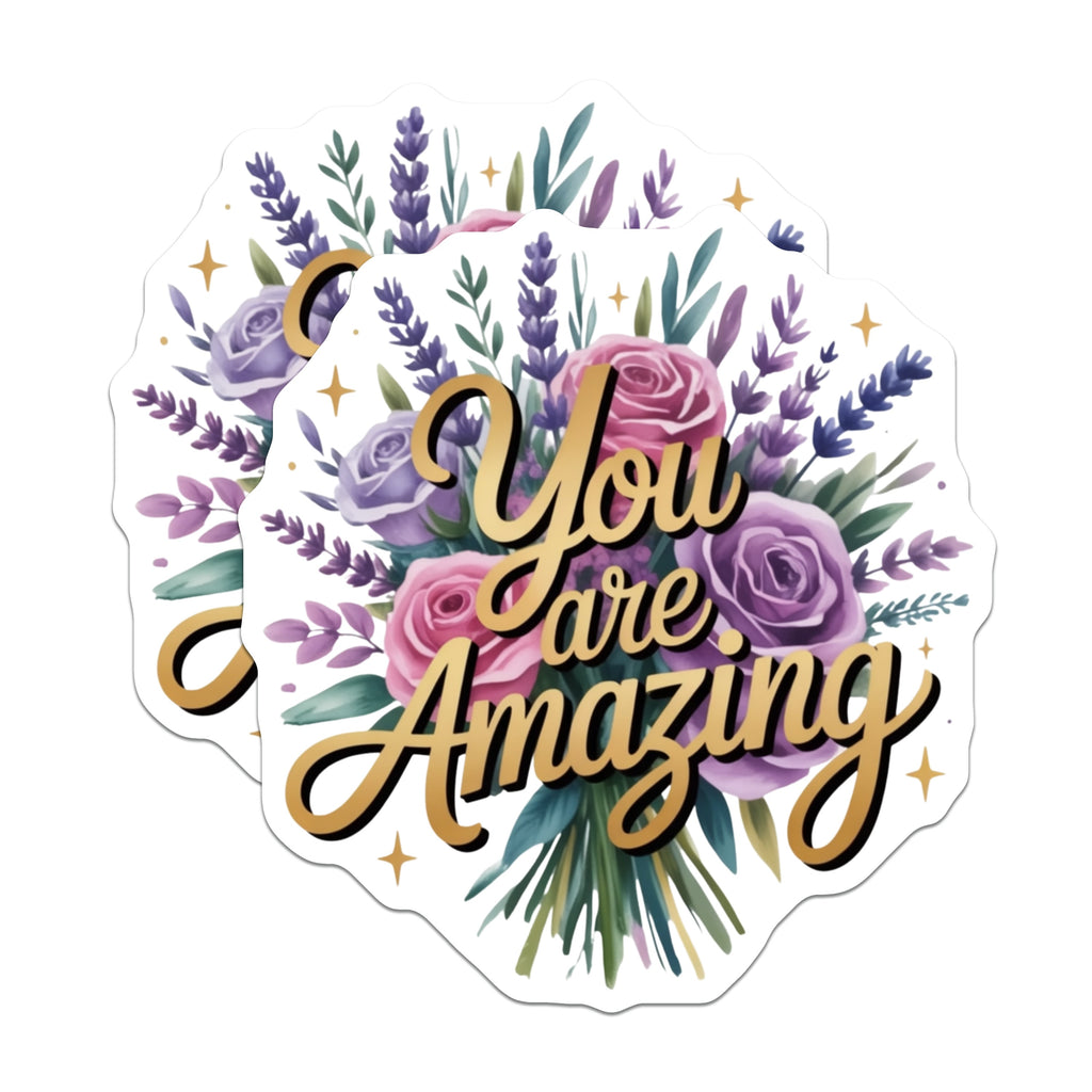 (2 Pack) You are Amazing Magnets - Floral Affirmation - Positive Encouragement for Women - Thinking of You - 5 Inches On Longest Side - Thick Durable Magnet - Made in USA - MAG37189