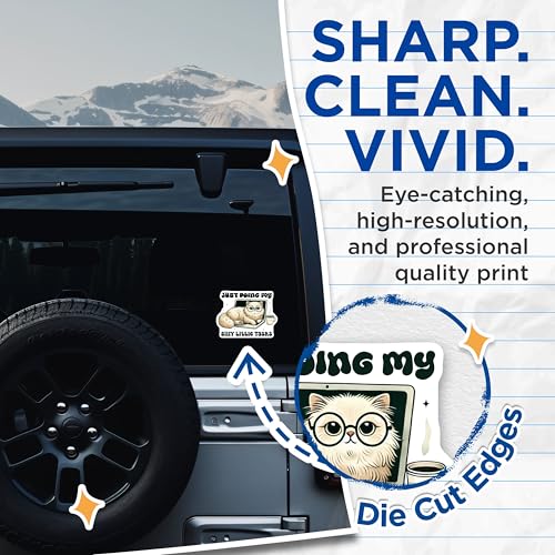 (2 Pack) Just Doing My Silly Little Tasks Stickers - Funny Cat Sticker Pack - Cute Laptop Stickers for Cat Lovers - 5" On Longest Side - Sticks to Smooth Flat Surfaces - Made in USA - BMCS4003