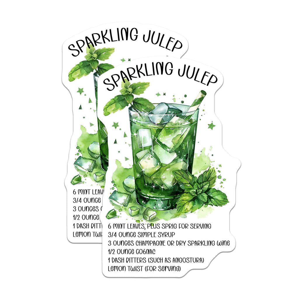(2 Pack) Sparkling Julep Magnets - Cocktail Recipe Magnet - Home Bar Decor Drink Recipe Art - 5 Inches On Longest Side - Thick Durable Magnet - Made in USA - MAG39424