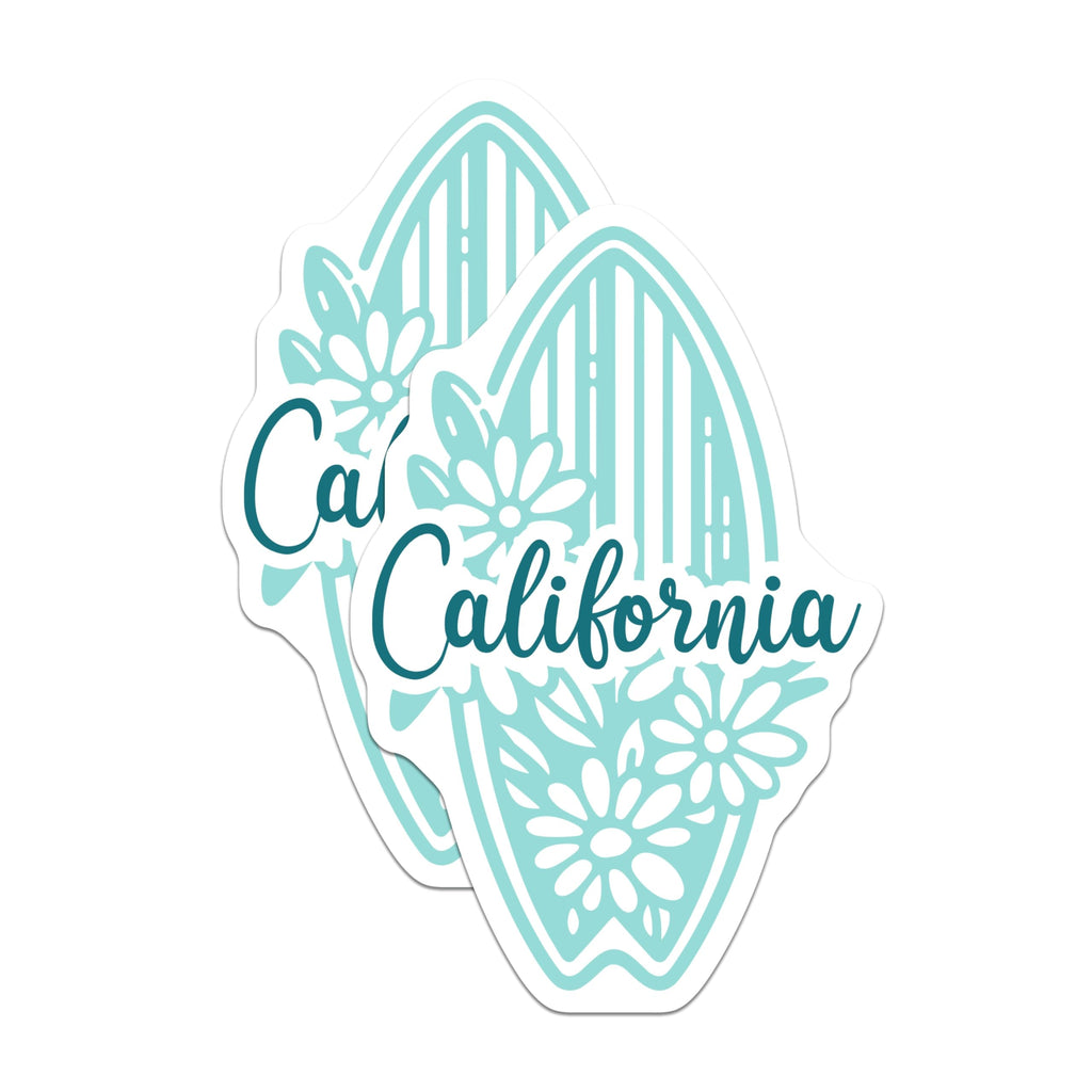 (2 Pack) California Surfboard Magnets - Beach Home Decor - Cali Flower Magnet Set - 5" On Longest Side - Premium Magnet - for Cars, Refrigerators, Toolboxes, Lockers - Made in USA - MAG18532