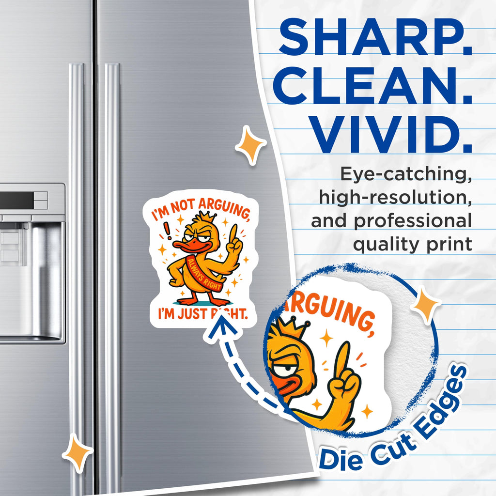 (2 Pack) Funny Duck Magnets - Always Right Quote - Witty Refrigerator Decor - Smug Animal Magnet - 5 Inches On Longest Side - Thick Durable Magnet - Made in USA - MAG21587
