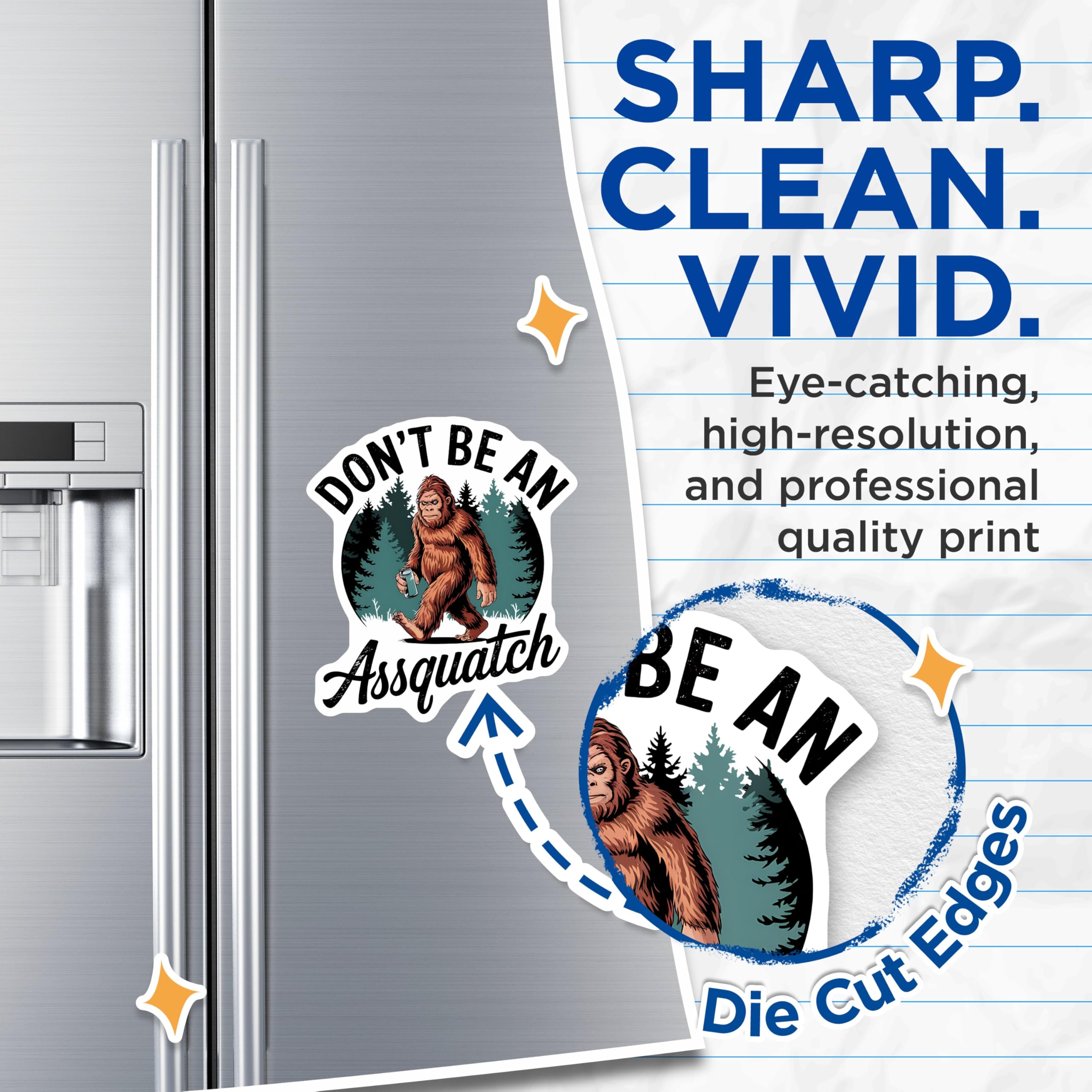 (2 Pack) Bigfoot Magnets - Funny Assquatch Saying - Sasquatch Forest Creature Refrigerator Decor - Humorous Cryptid Art - 5 Inches On Longest Side - Thick Durable Magnet - Made in USA - MAG20871