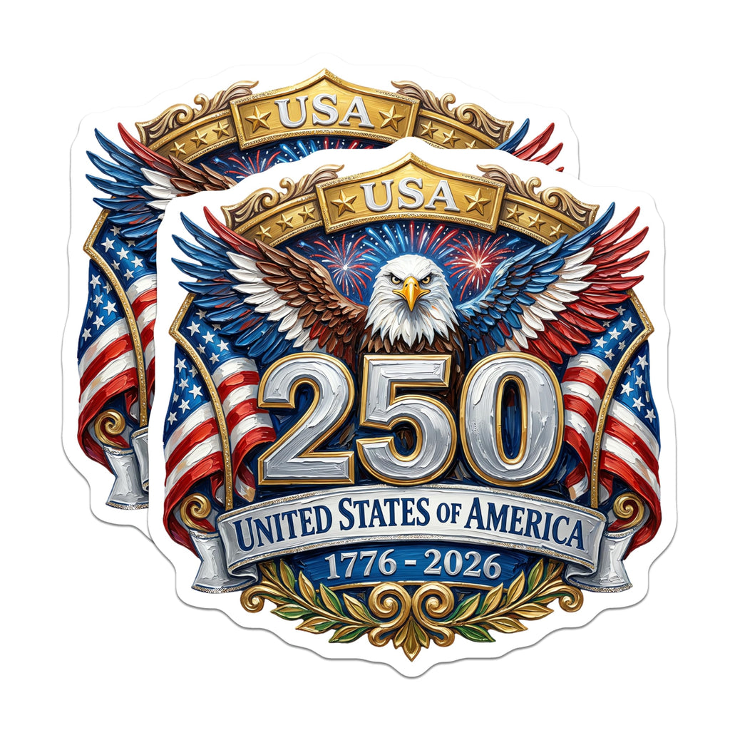(2 Pack) USA 250th Anniversary Magnets - Patriotic Bald Eagle - American History Celebration - 1776 2026-5 Inches On Longest Side - Thick Durable Magnet - Made in USA - MAG26422