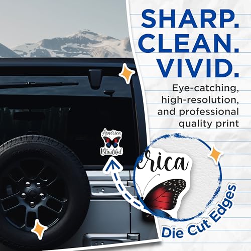 (2 Pack) America The Beautiful Stickers - 5" On Longest Side - Sticks to Smooth Flat Surfaces - Made in USA - BMCS8502 - BMCS8502