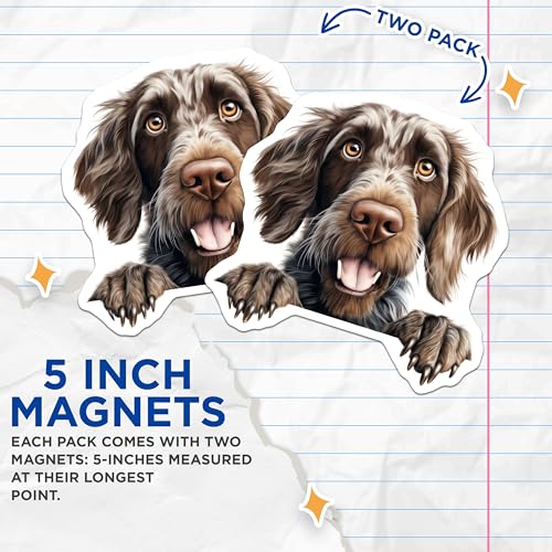 (2 Pack) Animal Lover Decor Magnet - Fun Fridge Accessories - Canine Art Collection - Kitchen Organizer - 5" On Longest Side - Sticks to Smooth Flat Surfaces - Made in USA - MAG10177
