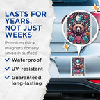 (2 Pack) Bear Floral Moon Magnets - Wildlife Art - Animal Ative - Nature-Inspired Magnets - 5" On Longest Side - for Cars, Fridges, Toolboxes - Made in USA - MAG4445