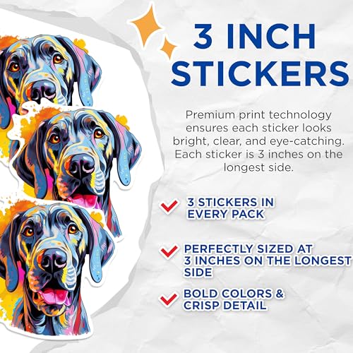 (3 Pack) Vizsla Dog Decals - Colorful Puppy Laptop Decal - Pet Lover Decals - 3 Inches On Longest Side - Easy Peel & Apply - Made in USA - 3MCS0739