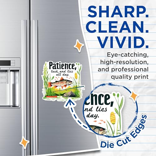 (2 Pack) Fishing Patience Magnets - Inspirational Fishing Quotes Magnets - Fish Lover's Decor Magnets- 5" On Longest Side - for Fridges, Toolboxes, Cars - Made in USA - MAG2628