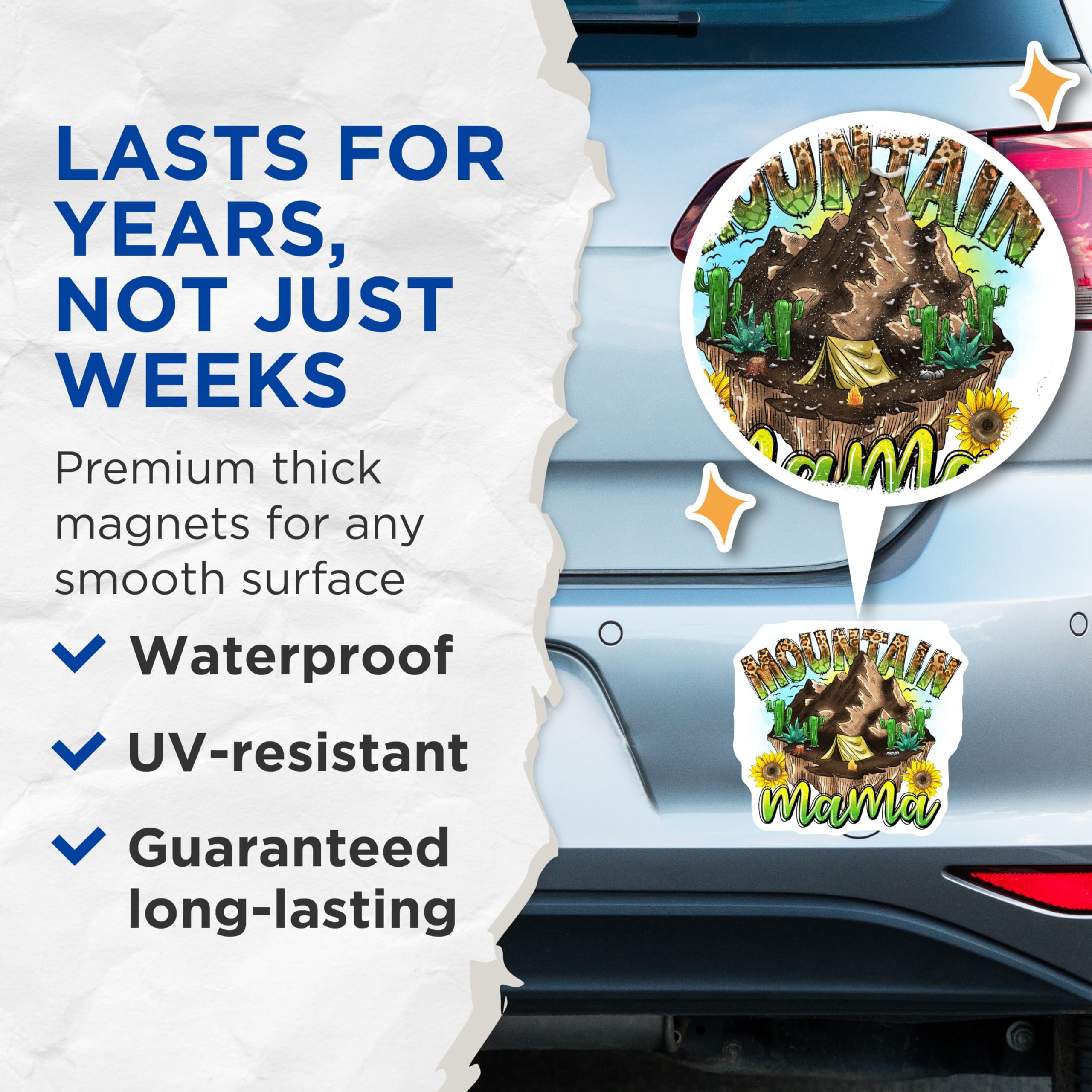 (2 Pack) Mountain Mama Magnets - Outdoor Adventure Decor - Boho Camping Accessories - 5 Inches On Longest Side - Thick Durable Magnet - Made in USA - MAG26226