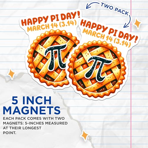(2 Pack) Happy Pi Day Magnets - Math Geek Decor - Perfect for Pi Day - 5" On Longest Side - for Cars, Fridges, Toolboxes - Made in USA - MAG8170