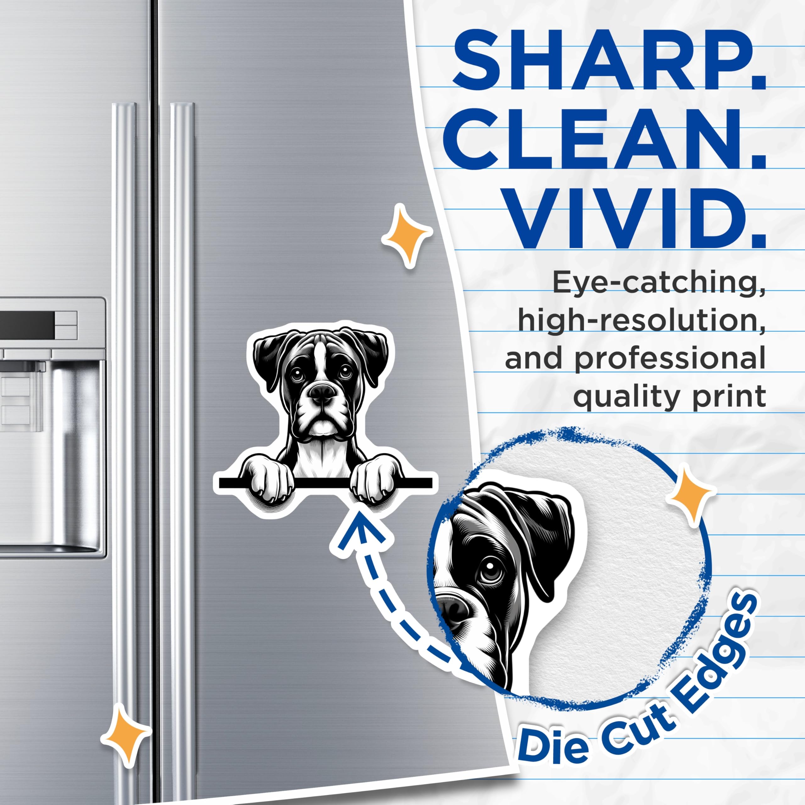 (2 Pack) Boxer Dog Magnets - Cute Puppy Art - Fridge Decor for Dog Lovers - 5" On Longest Side - Premium Magnet - for Cars, Refrigerators, Toolboxes, Lockers - Made in USA - MAG15109