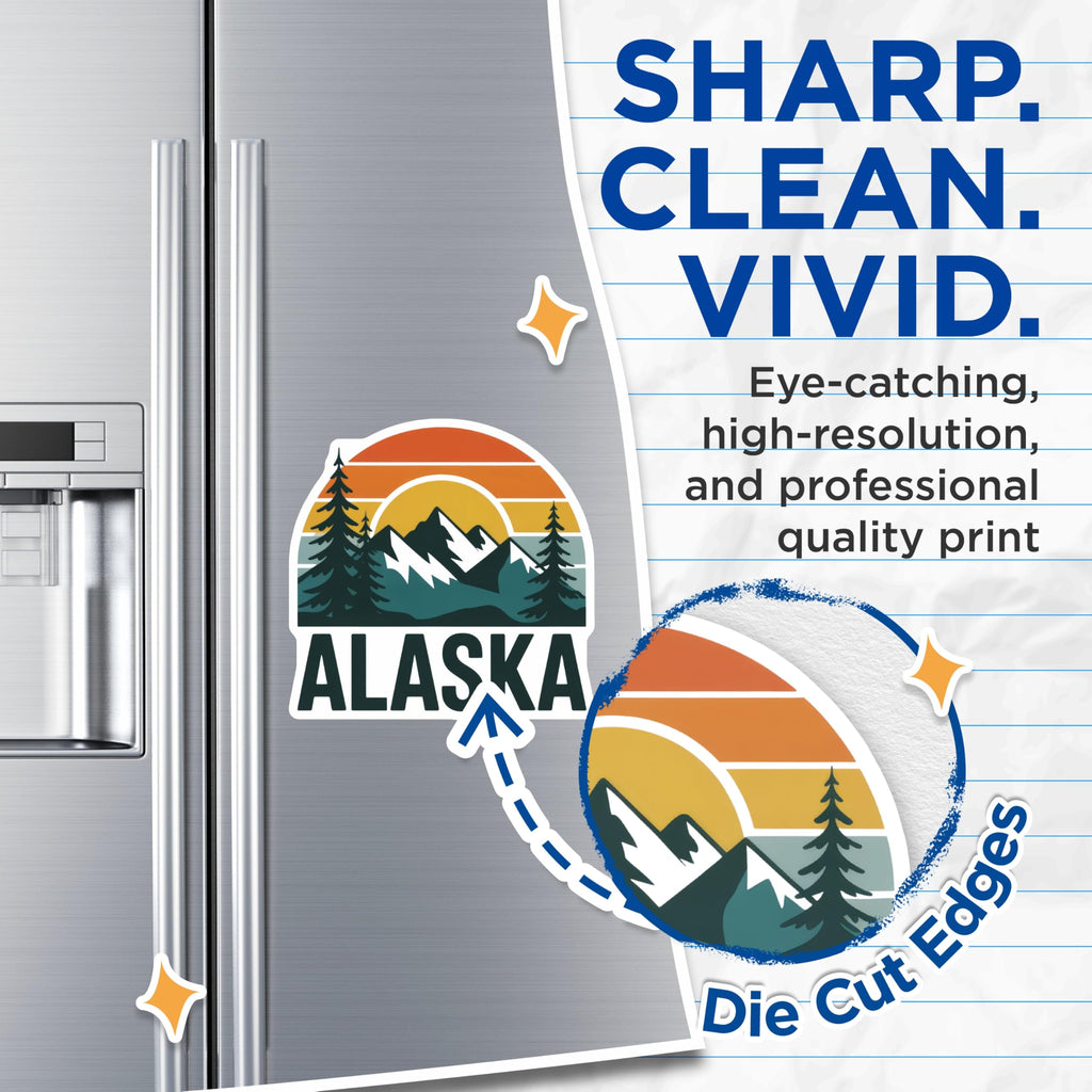 (2 Pack) Alaska Magnets - Mountain Landscape - Souvenir Travel Gift - 5" On Longest Side - Premium Magnet - for Cars, Refrigerators, Toolboxes, Lockers - Made in USA - MAG18767
