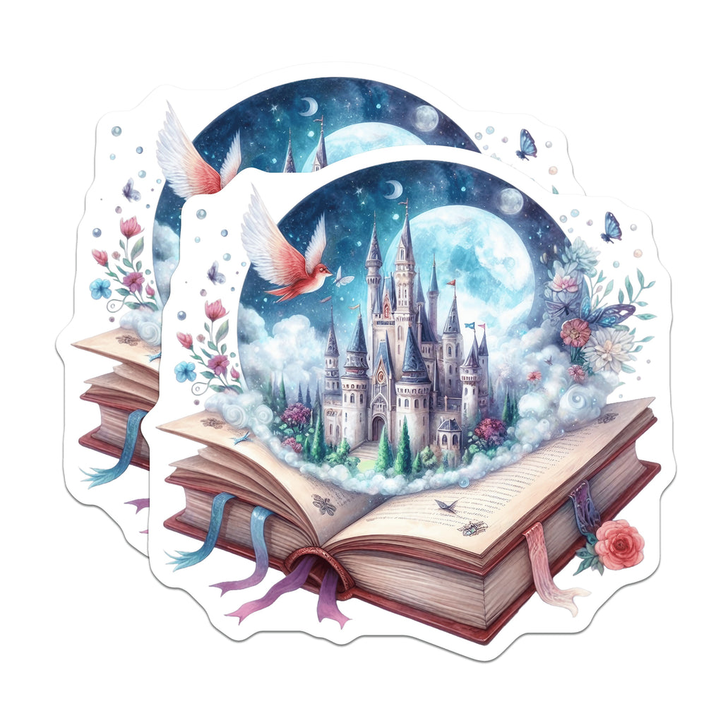 (2 Pack) Fairytale Castle Magnets - Storybook Fantasy Decor - Book Lover Reader Imagination Art - 5 Inches On Longest Side - Thick Durable Magnet - Made in USA - MAG36120