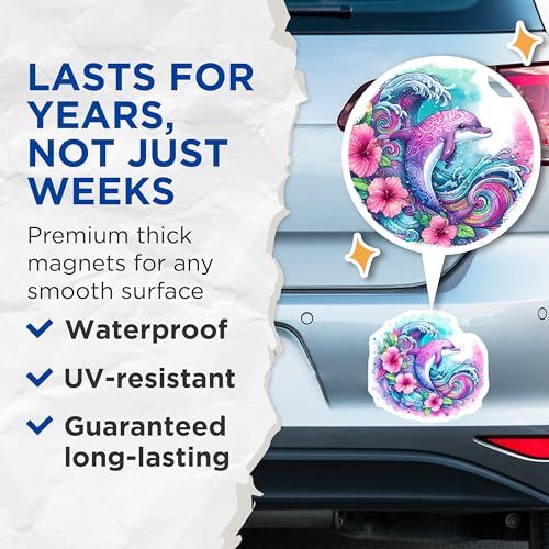 (2 Pack) Ocean Waves Magnet - Art Decor - Colorful Hippie Design - 5" On Longest Side - Sticks to Smooth Flat Surfaces - Made in USA - MAG9478
