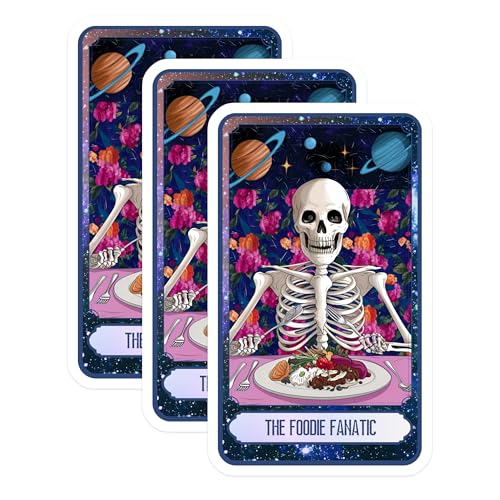 (3 Pack) Foodie Fanatic Decals - Skeleton Chef - Laptop Decal - 3 Inches On Longest Side - Easy Peel & Apply - Made in USA - 3MCS0003