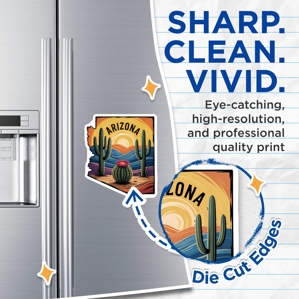 (2 Pack) Arizona Magnets - Desert Cactus Decor - State Souvenir Gift - 5" On Longest Side - Premium Magnet - for Cars, Refrigerators, Toolboxes, Lockers - Made in USA - MAG17994