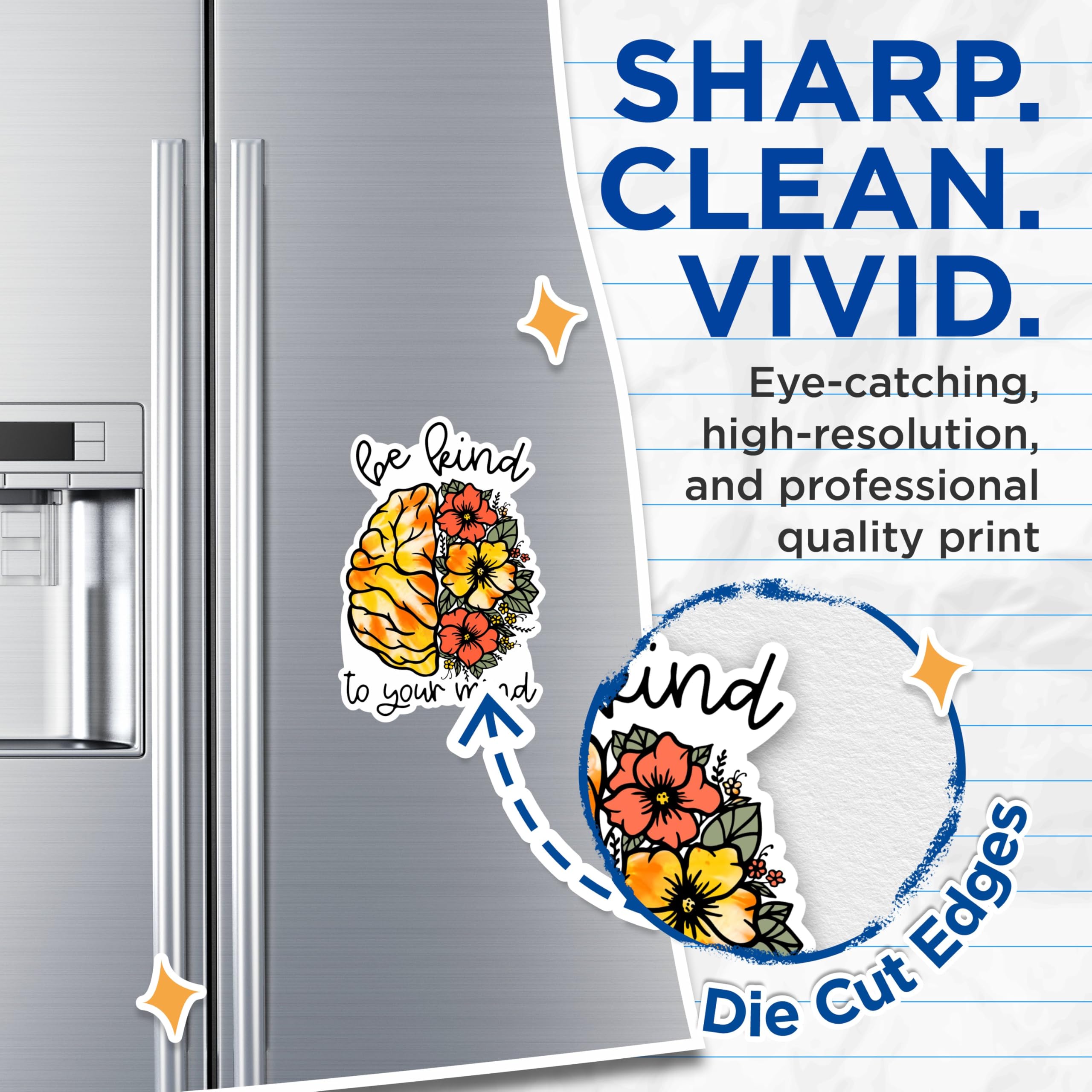 (2 Packs) Be Kind to Your Mind Magnets - Positive Inspiring Motivating Magnets - 5 Inches On Longest Side - Premium Magnet - for Fridges, Toolboxes, Cars - Made in USA - MAG2502