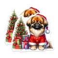 (2 Pack) Christmas Dog Magnets - Cute Santa Puppy Decor - Pekingese Dog Lover Holiday Magnets - 5 Inches On Longest Side - Thick Durable Magnet - Made in USA - MAG29807