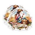 (2 Pack) Country Life Stickers - Best Life - Vintage Western Aesthetic - 5" On Longest Side - Sticks to Smooth Flat Surfaces - Made in USA - BMCS6554