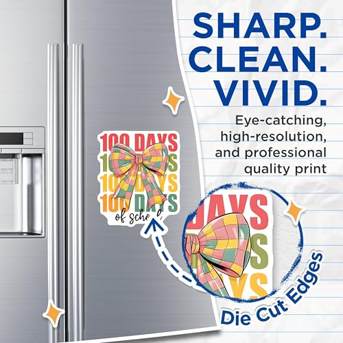 (2 Pack) 100 Days of School Magnets - Plaid Bow Magnets - Back to School Celebration Magnets - 5" On Longest Side - for Cars, Refrigerators, Toolboxes, Lockers - Made in USA BMCS3402