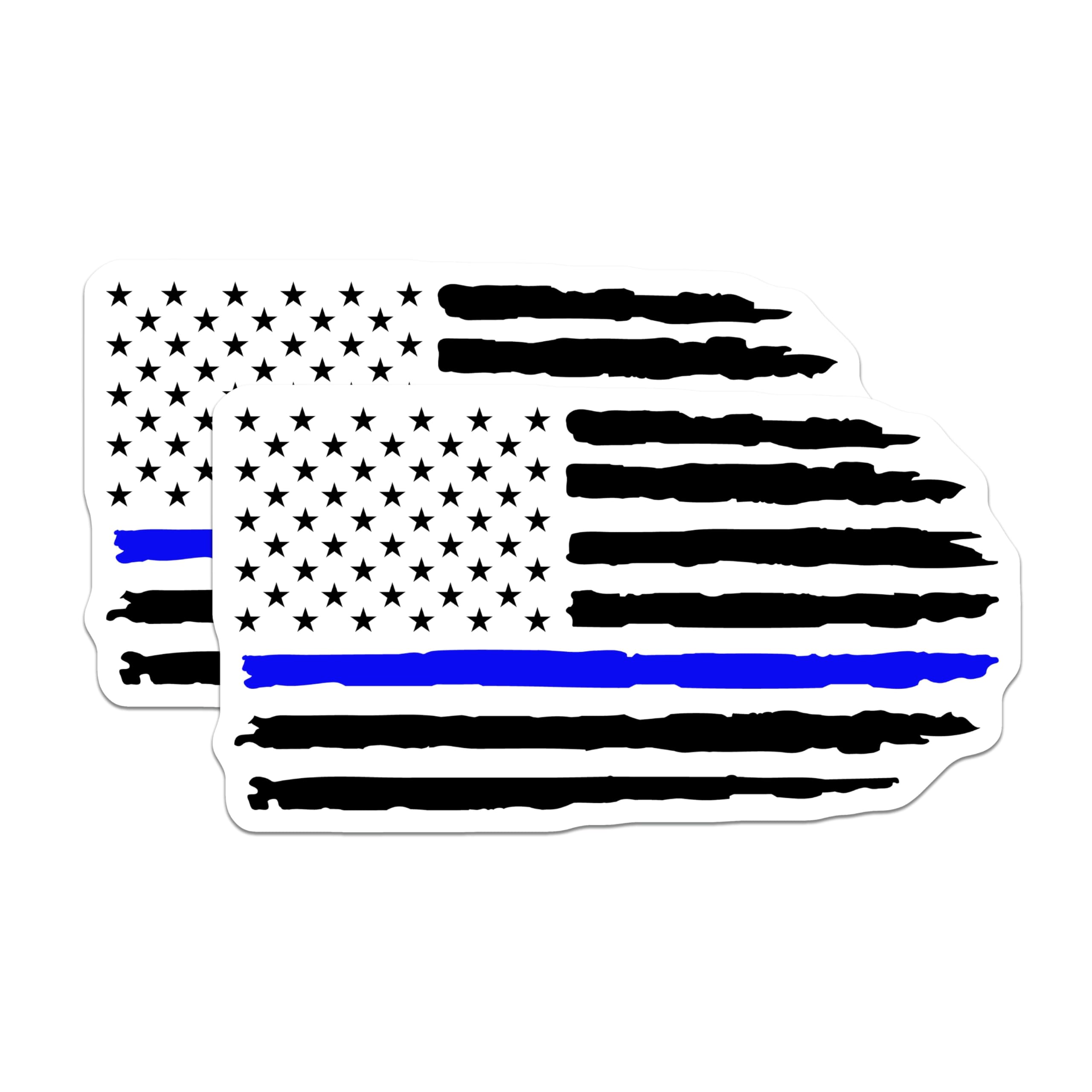 (2 Pack) Thin Blue Line Magnets - American Flag Police Support - Law Enforcement Honor - First Responder Patriotism - 5 Inches On Longest Side - Thick Durable Magnet - Made in USA - MAG20432