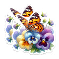 (2 Pack) Butterfly Pansy Magnets - Garden Floral Decor - Spring Summer Kitchen Accent - 5 Inches On Longest Side - Thick Durable Magnet - Made in USA - MAG38788