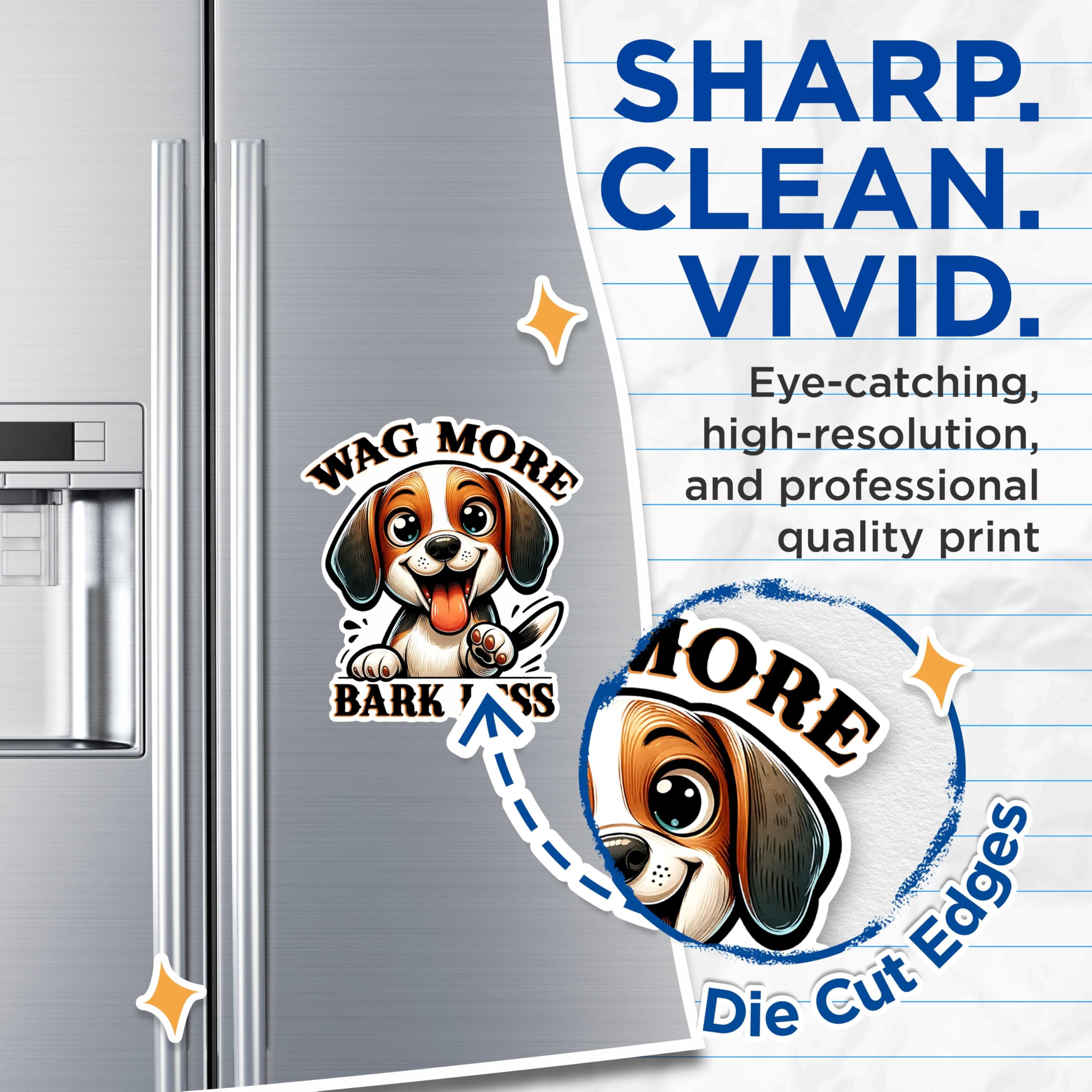 (2 Pack) Wag More Bark Less Magnets - Dog Lover Decor Magnets - Funny Pet Quote Magnets- 5" On Longest Side - for Fridges, Toolboxes, Cars - Made in USA - MAG2822