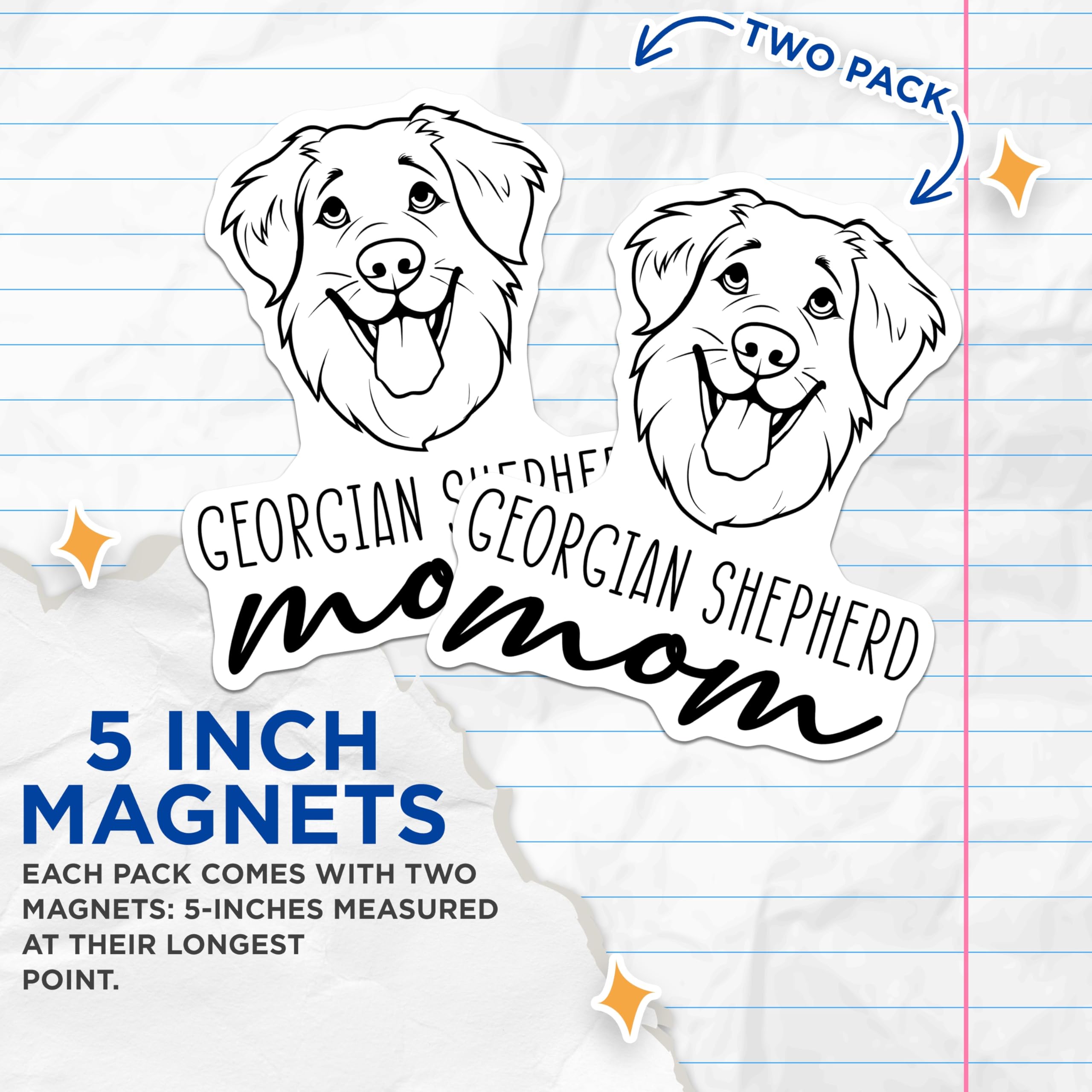 (2 Pack) Georgian Shepherd Mom Magnets - Dog Owner Accessory - Canine Enthusiast Decor - 5 Inches On Longest Side - Thick Durable Magnet - Made in USA - MAG27058
