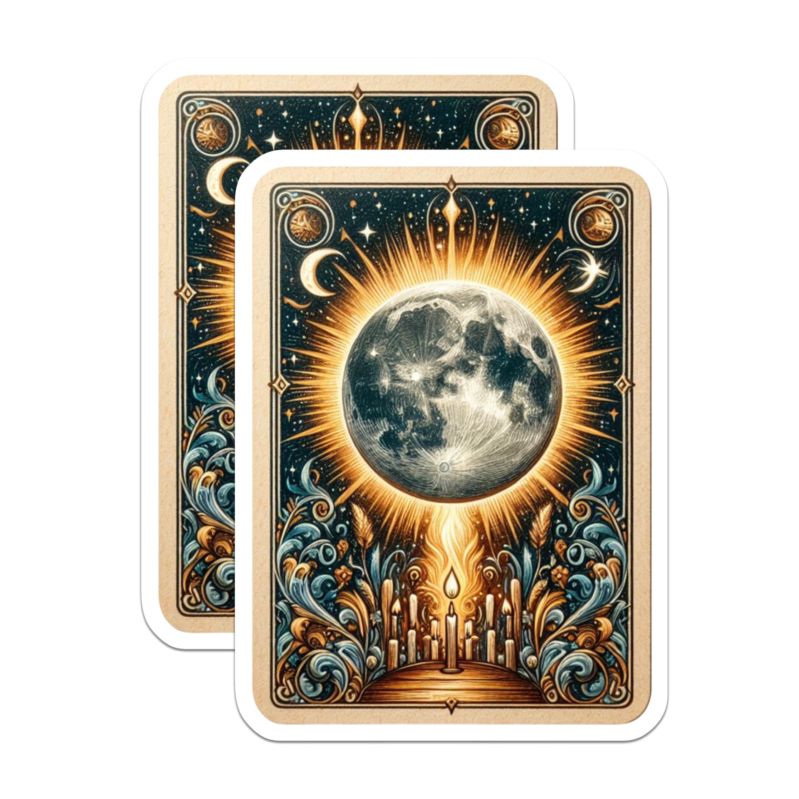 (2 Pack) Celestial Moon Magnets - Mystic Candle Art - Spiritual Bohemian Decor - 5 Inches On Longest Side - Thick Durable Magnet - Made in USA - MAG20932