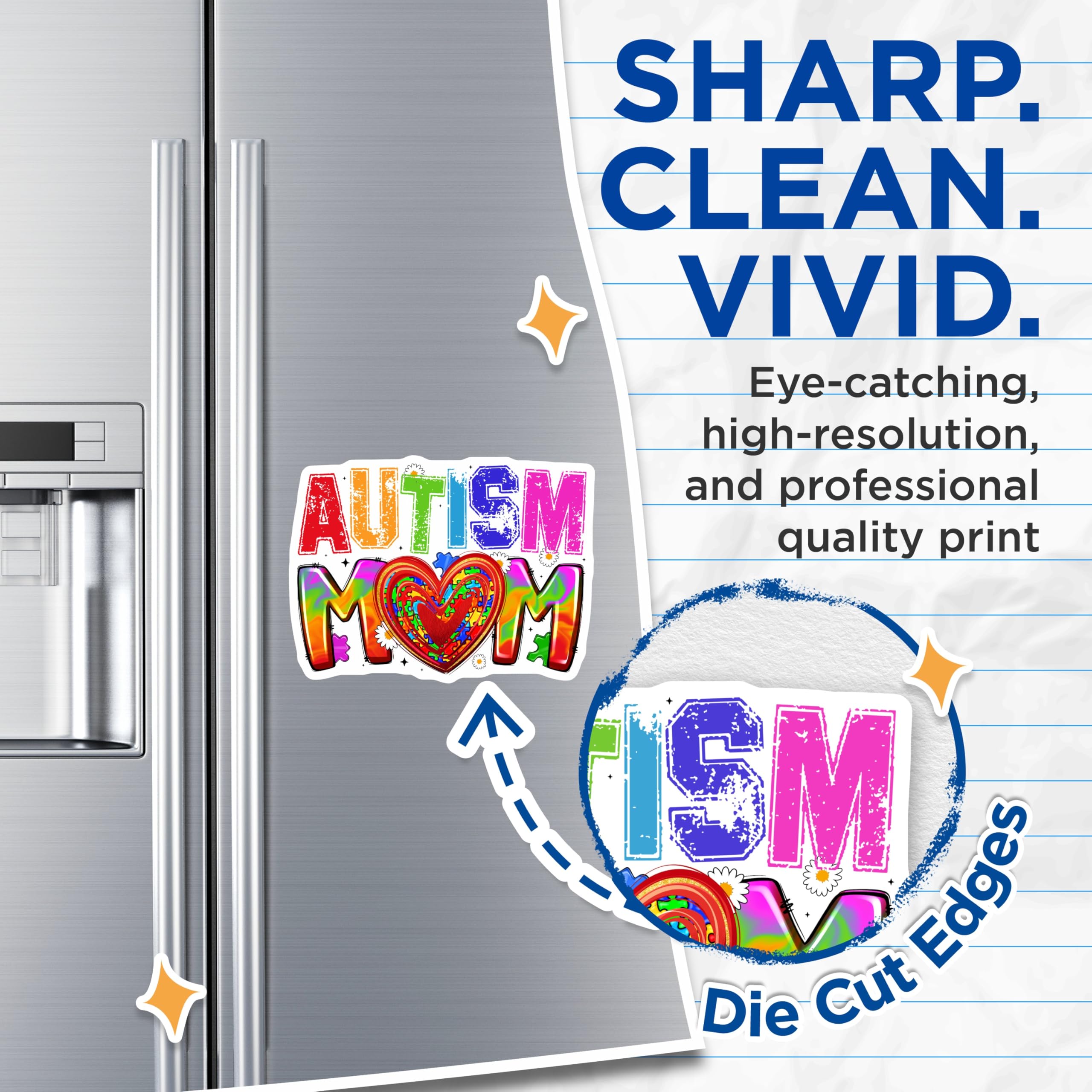 (2 Pack) Autism Mom Magnets - Neurodiversity Acceptance - Puzzle Piece Heart - Supportive Caregiver - 5 Inches On Longest Side - Thick Durable Magnet - Made in USA - MAG28994