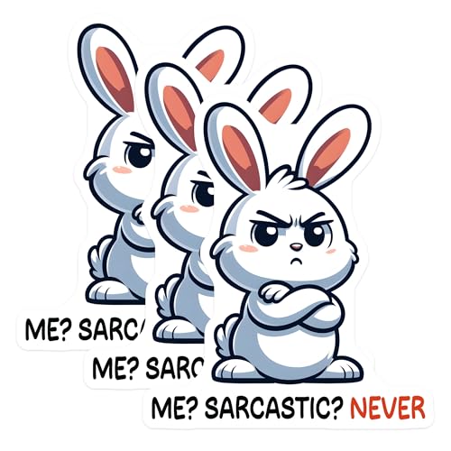 (3 Pack) Sarcastic Bunny Decals - Funny Rabbit - Attitude Decals - 3 Inches On Longest Side - Easy Peel & Apply - Made in USA - 3MCS4428