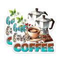 (2 Pack) But First Coffee Stickers - Morning Coffee Decal - Coffee Lover Gift - 5" On Longest Side - Sticks to Smooth Flat Surfaces - Made in USA - BMCS7536