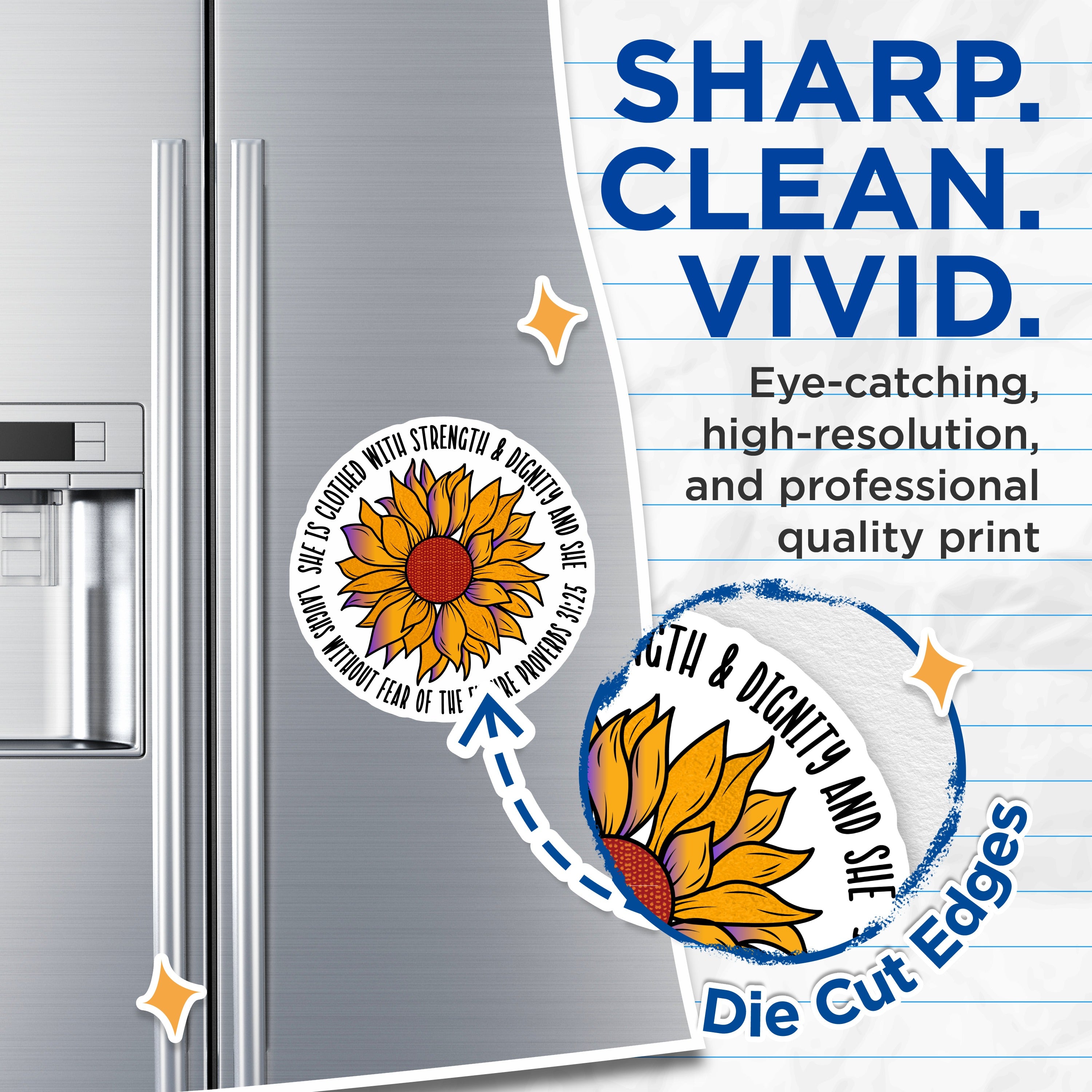 (2 Pack) Christian Scripture Magnets - Proverbs 31 Woman Sunflower - Inspirational Bible Verse Refrigerator Magnets - 5 Inches On Longest Side - Thick Durable Magnet - Made in USA - MAG36148