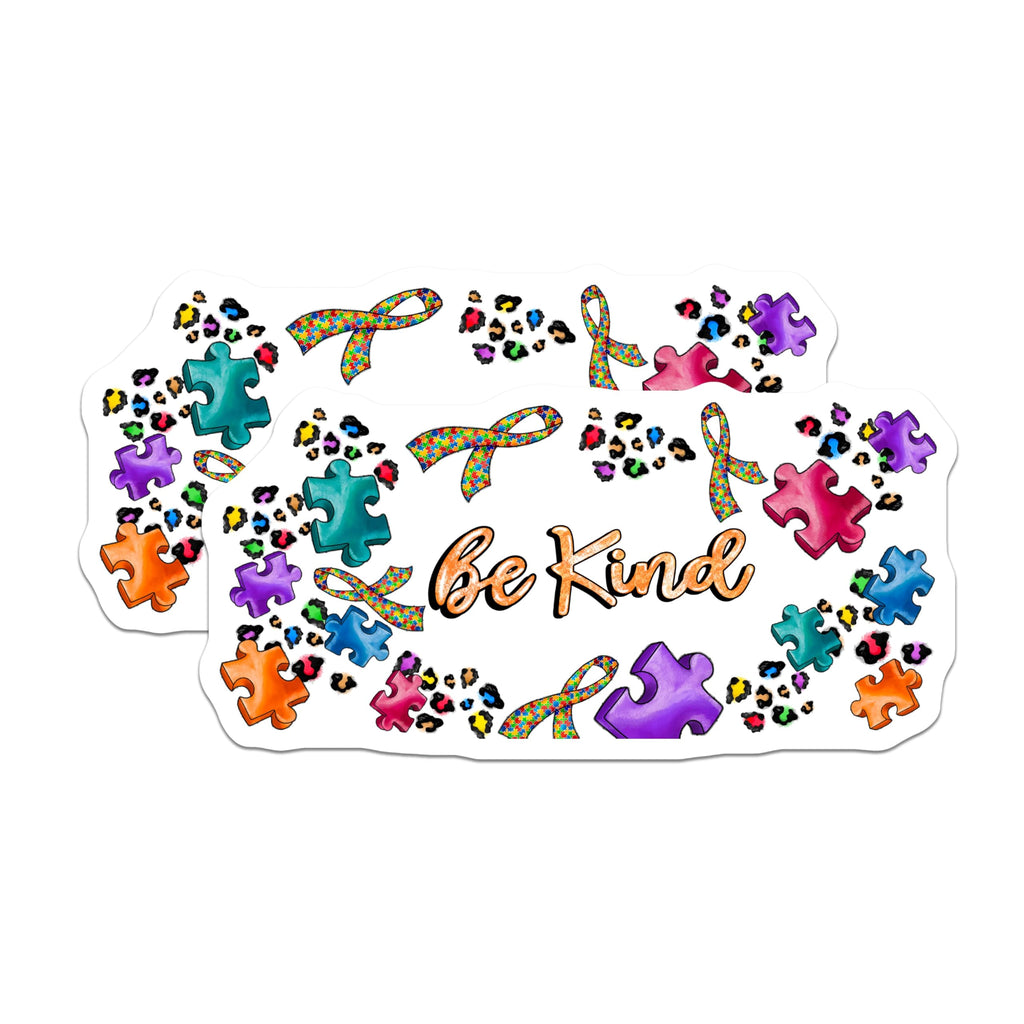 (2 Pack) Autism Awareness Magnets - Be Kind Puzzle Piece - Neurodiversity Ally Support - 5 Inches On Longest Side - Thick Durable Magnet - Made in USA - MAG28251