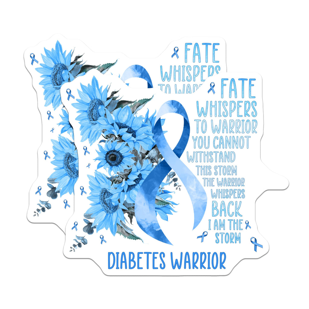 (2 Pack) Diabetes Awareness Magnets - Sunflower Blue Ribbon - Inspirational Quote Magnets - 5" On Longest Side - Premium Magnet - for Cars, Refrigerators, Toolboxes, Lockers - Made in USA - MAG17101
