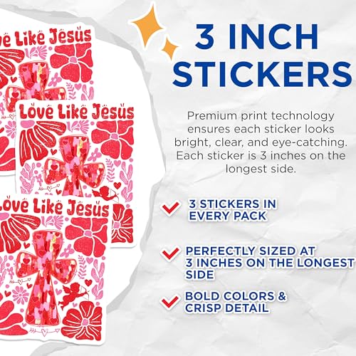 (3 Pack) Love Like Jesus Decals - Christian Faith - Religious Laptop Decals - 3 Inches On Longest Side - Easy Peel & Apply - Made in USA - 3MCS2145